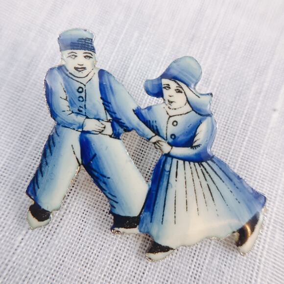 Vintage Enamel & Pearl Figural Brooch Lot - Owl, Horse, Giraffe, Clown, Dutch - Picture 5 of 9